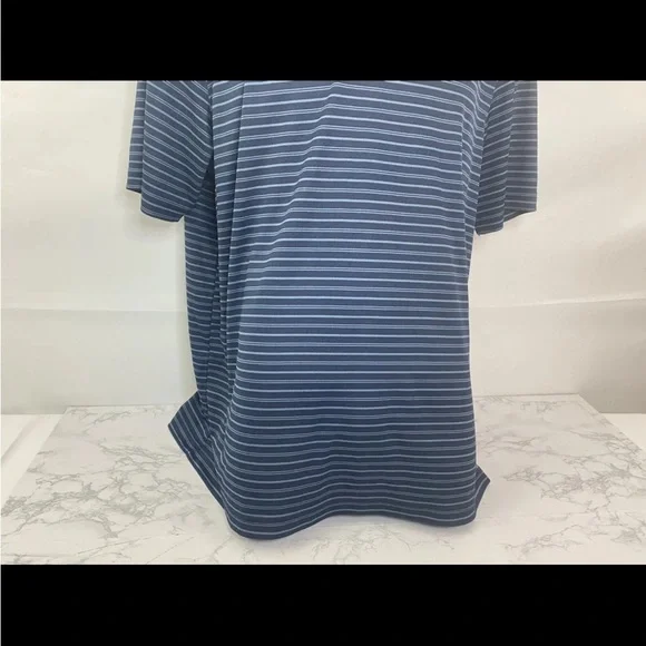 Croft & Barrow Polo Shirt Mens L Blue Striped Performance Short Sleeve M​​ - Picture 2 of 8